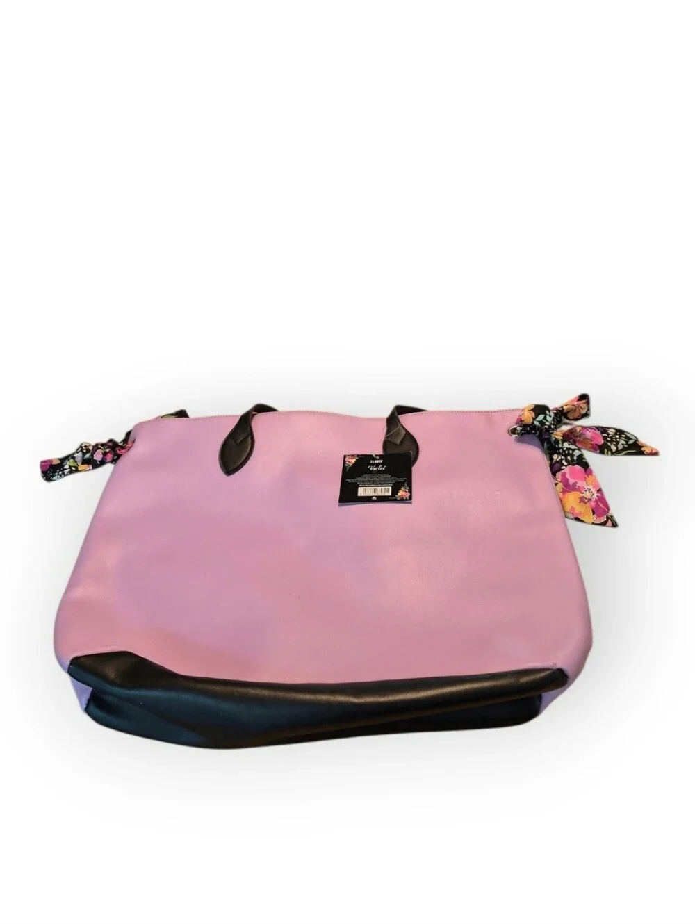 Simply Spring Women’s Violet Tote Bag with Floral Scarf Accent NWT